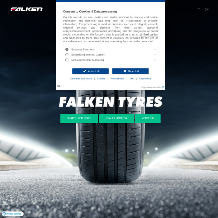 Falken Tyres website preview